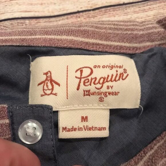 Original Penguin Striped 3 Button Shirt Size M GUC - Picture 2 of 5